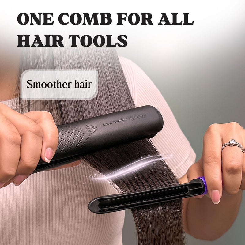Herstyler Hair Straightening Comb - Straightener Comb for Flat Iron - Makes Styling Easy - Get Straight Hair in Minutes (Purple) - Image 2